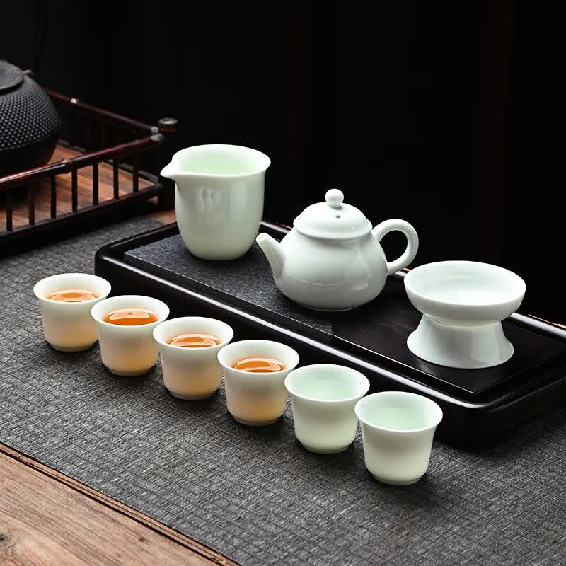 Chaxun Pure White 10-Piece Ceramic Gongfu Tea Set