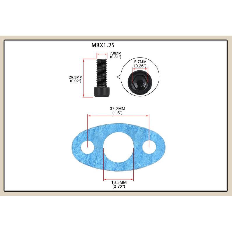 LZONE - AN4 Male Turbo Oil Feed Inlet Flange Adapter Kit w/Gasket For T3 T4 T04 T04B T04E JR-OFG31
