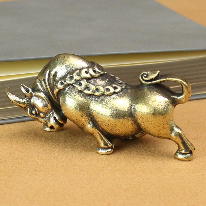 Pure Copper Copper Cow Ornament Pure Copper Bull Sky Copper Ware Home Decoration Living Room Desk Animal Brass Crafts