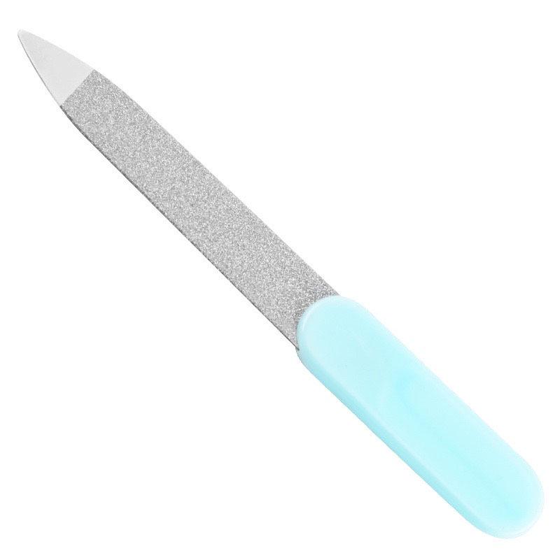 Stainless Steel Double-Sided Nail File with Plastic Handle and Cuticle Fork
