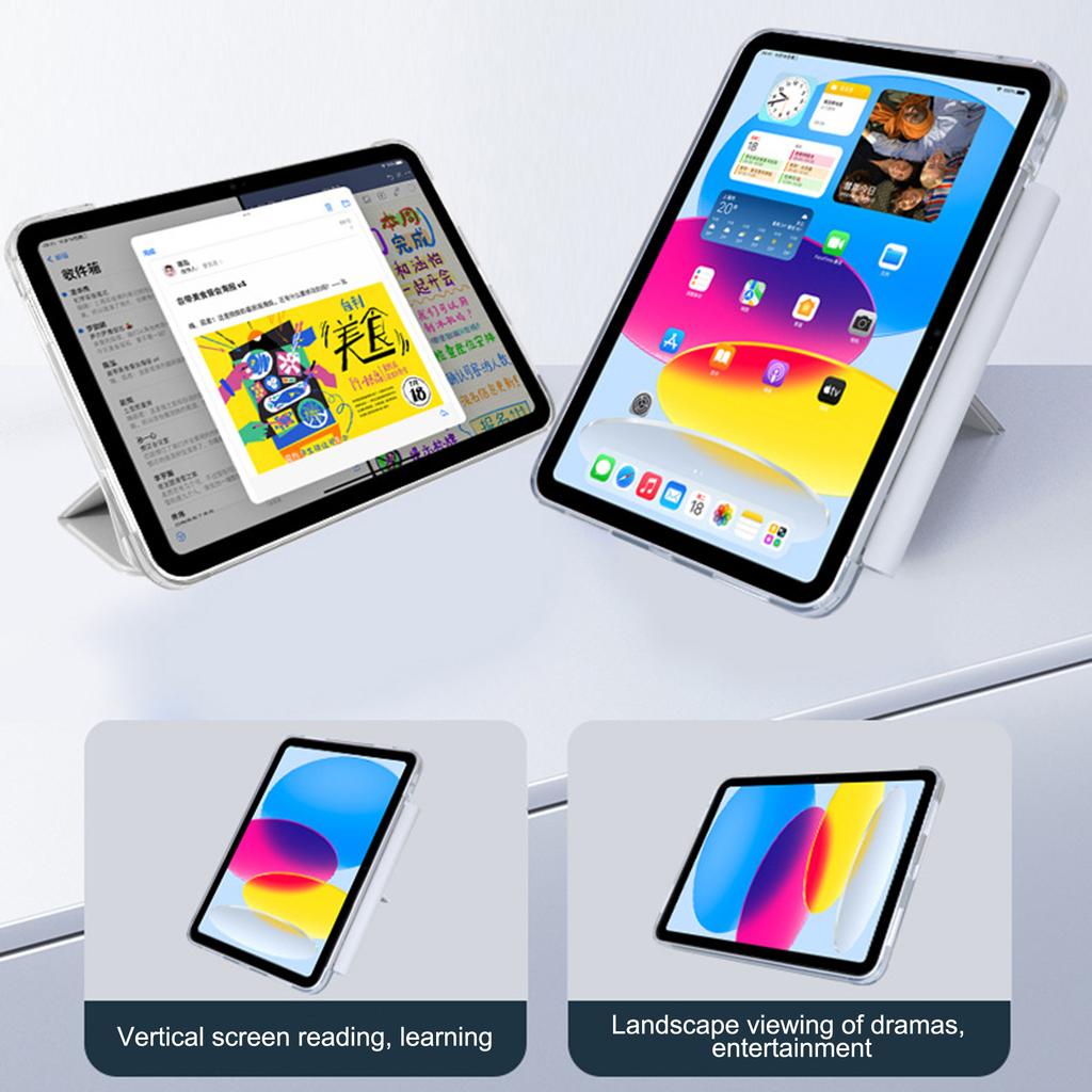 For iPad Air 11 (2025)/(2024) Case Origami Stand PU Leather Clear Back Tablet Cover with Pencil Holder