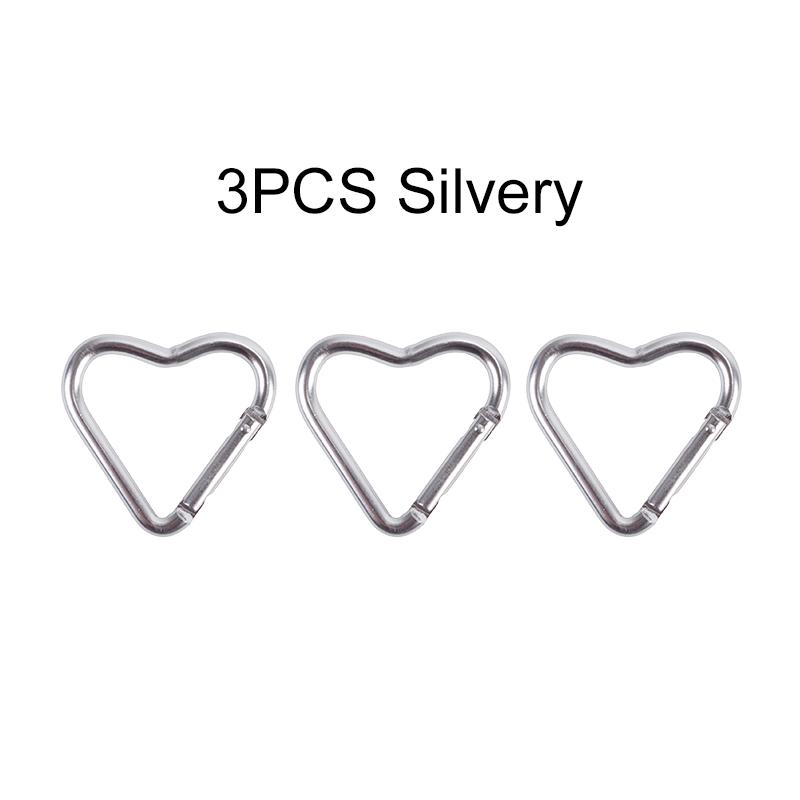 3PCS Heart Shaped Carabiner Colorful Aluminum Alloy Keychain for Camping Travel Luggage Key Ring Hanging Sorting Accessories ZYF
