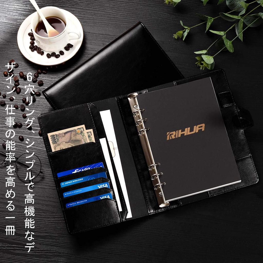 A5 System Planner Memo Schedule Card Leather Business Office Supplies RIHUA Notebook, 6-Ring Binder, Pad, Refillable, Book, Holder, Cover, Planner,