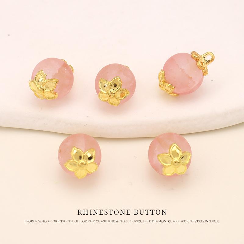 

5pcs Flower Tray Ice Crack Bead Button Chinese Cheongsam Hanfu Button Women S Shirt Cardigan Sweater Decorative Glazed Small Button 10Mm light pink