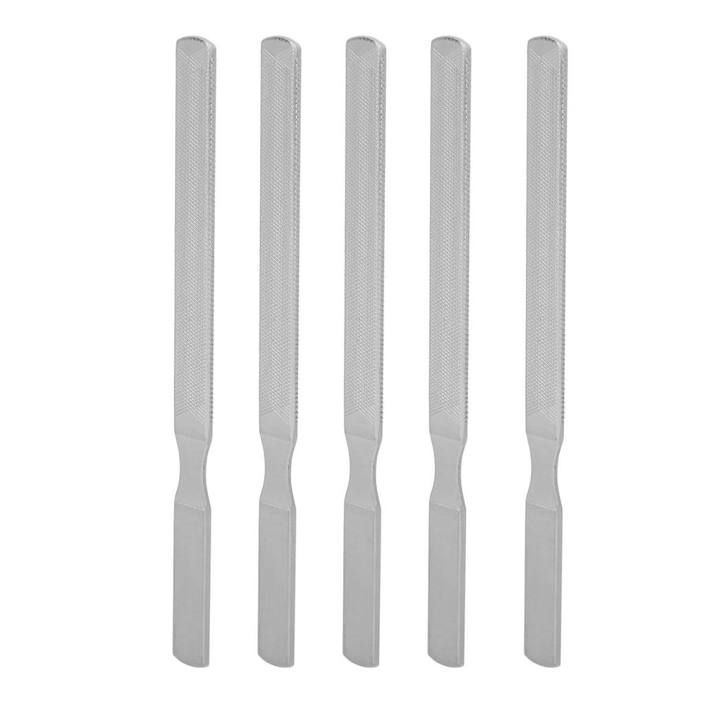 10pcs Stainless Steel Nail Files with Anti Slip Handle 4 Sides Double Sided Metal Nail Files 130mm