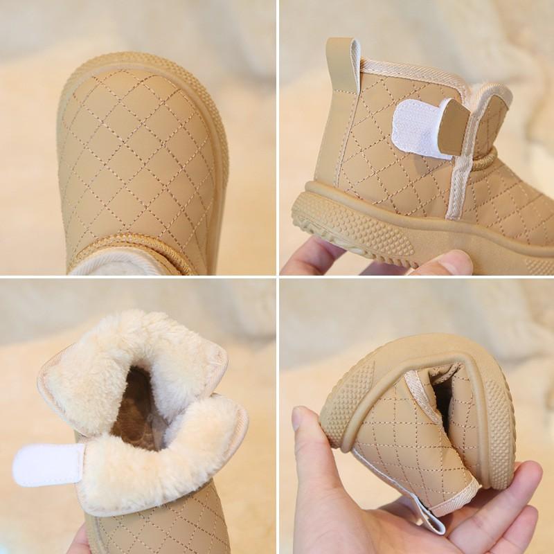 Kids Winter Snow Boots Boys Girls Toddler Warm Fleece Lined Short Ankle Boot PU Waterproof Outdoor Footwear
