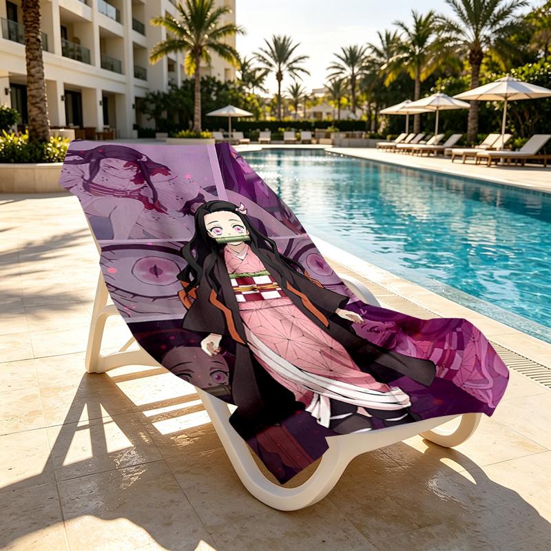 Demon Slayer Print Beach Towel Design, Soft, Lightweight. for Home Bathroom, Spa, Pool, Yoga, Surfing, Camping, Gift for Family, Friend