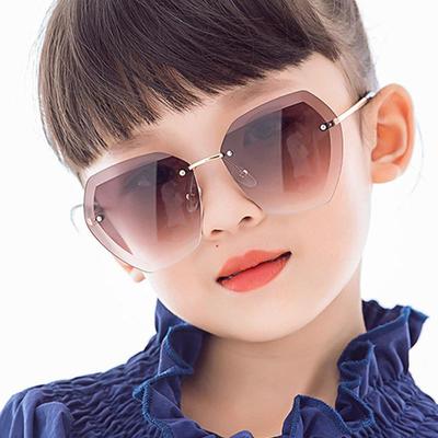 Children Punk Oversize Irregular Frameless Polygon UV400 Glasses