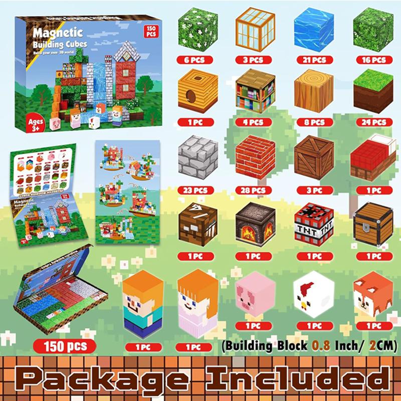 Non-Toxic Magnetic Building Blocks Mine World Magnet Cube For Stacking Construction Set Educate Sensory Toys Kids Children Ages 3+ Diy