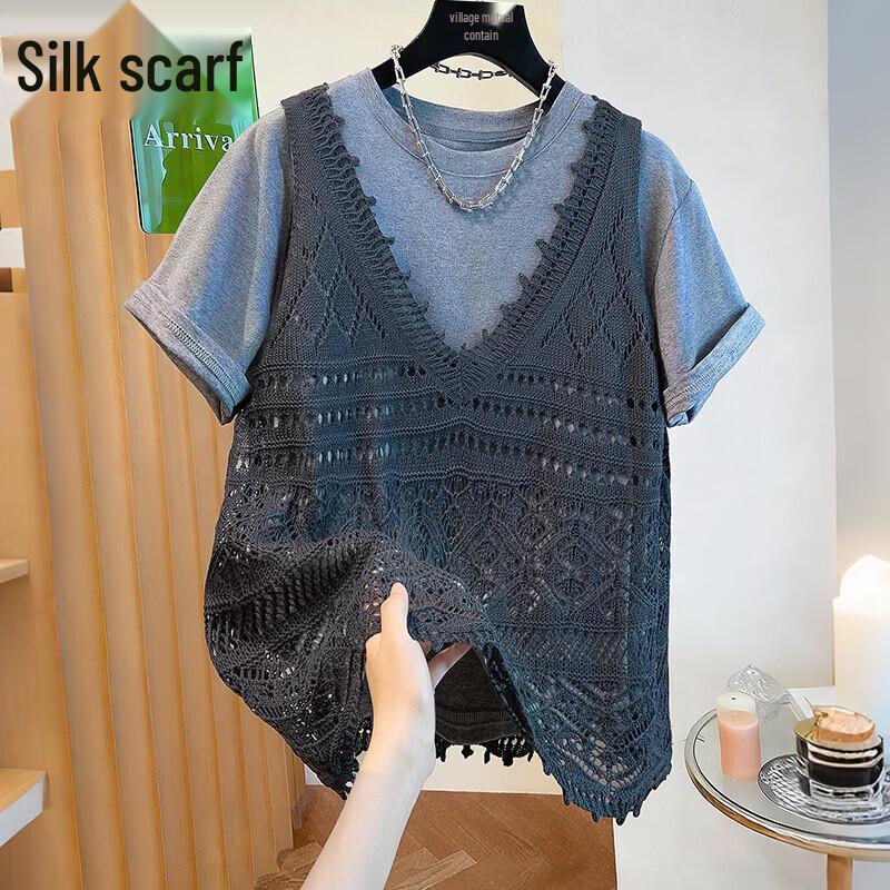 Women s Hollow Out V-Neck Knit Vest One Size