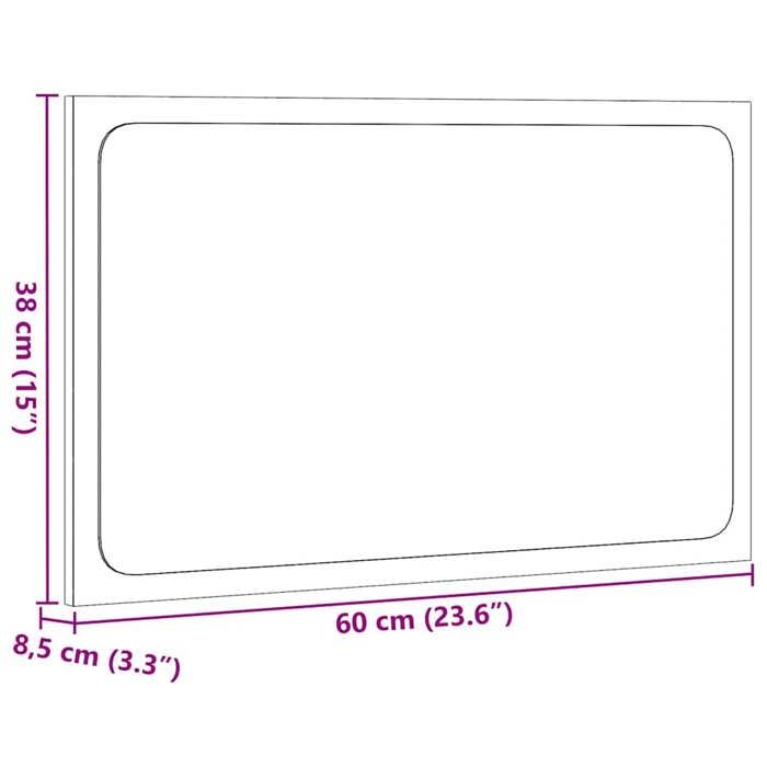 VidaXL Miroir de salle de bain avec lumière LED chêne artisanal, miroir, miroir de courtoisie, miroir de toilette, miroir de 856266