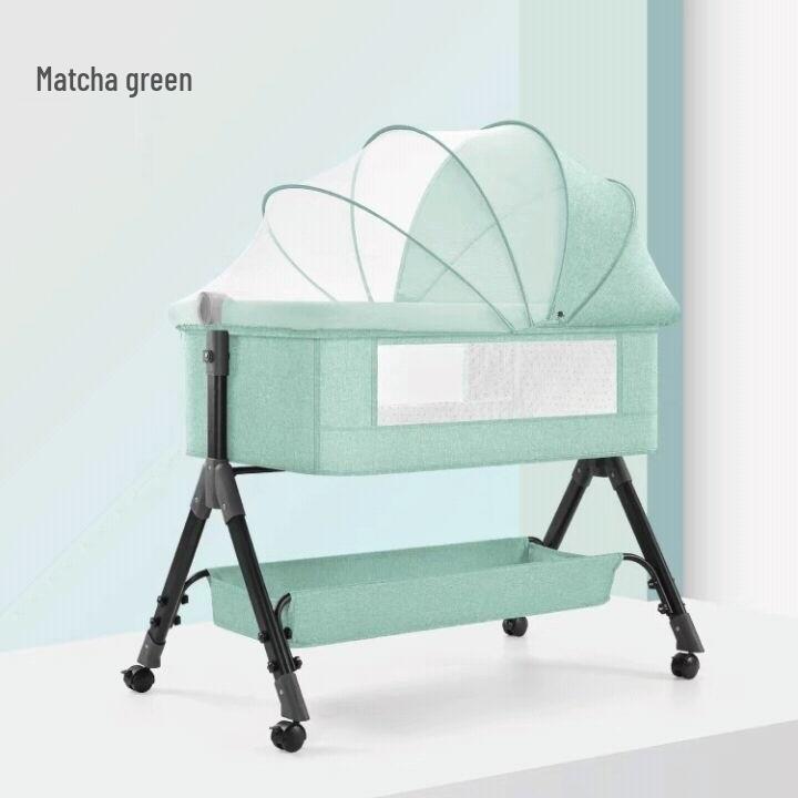 Multifunctional Foldable Baby Cradle Bed: Newborn Crib & Children's Bed with Mobile Splicing.