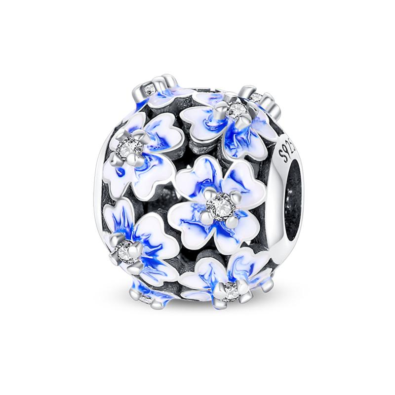 Copper Craft Plum Blossoms Azaleas Sunflowers Cherry Blossoms Sparkling Zircon Beads Charms Birthday Diy Exquisite Jewelry