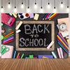 Welcome Back To School Backdrop School Season Old Classroom Vintage Desk Blackboard Color Pens Note Books Photography Backgroud29