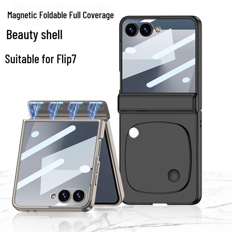 GKK Ultra-Thin Magnetic Makeup Mirror Case for Samsung Z Flip7 - Full Coverage Folding Screen Protection