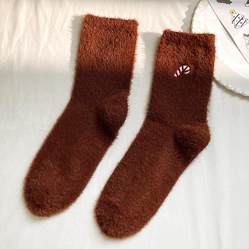 Polyester Soft Home Floor Socks Christmas Fluffy Socks Party Mink Fur Soft Sock Warm Christmas Embroidered Socks Home