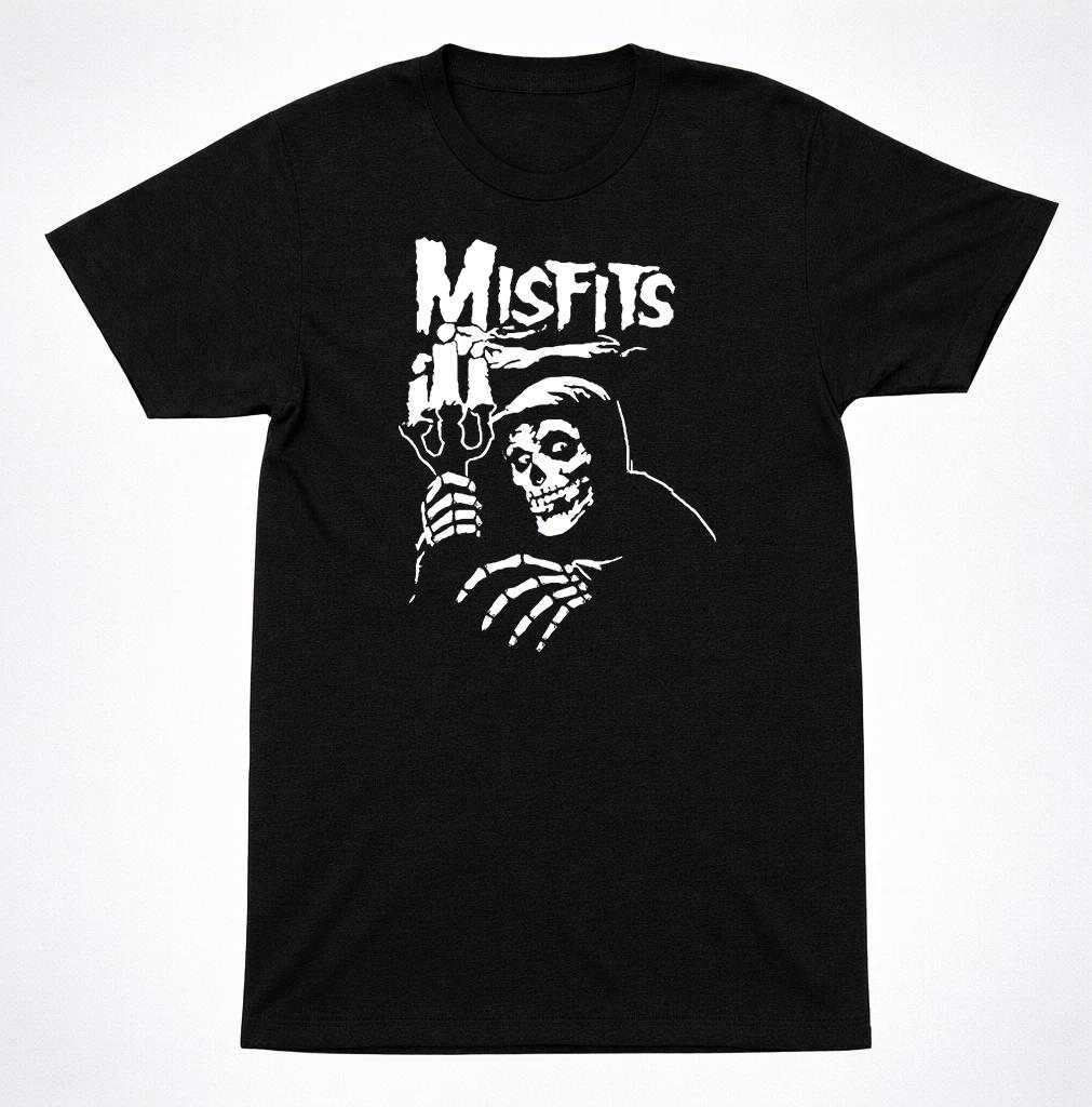 Misfits Свеча Череп Хоррор Панк Черная Футболка Классическая Скелет Группа Футболка 2XL