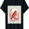 Robin Red Breast Bird In Cherry Blossom Tree T-Shirt