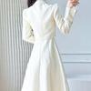French Chic Two-Piece Qipao Top & Camisole Dress Set for Women - Spring & Autumn High-Waisted Style