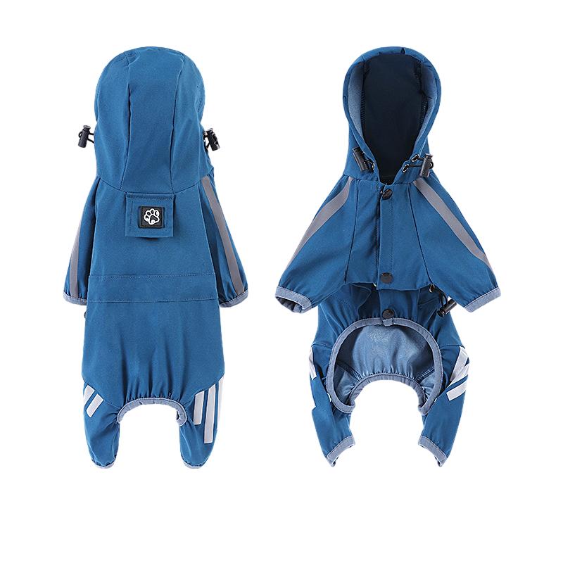 Rain Pet Dog Coat Outdoor Clothing Puppy Jacket Hooded Towable Reflection Night