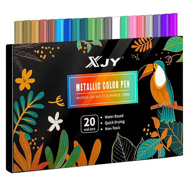 

20Colors Metallic Markers Pens, Medium Tip Paint Pens for Black paper, Card Making, Easter Egg, Rock Painting, Scrapbook Crafts