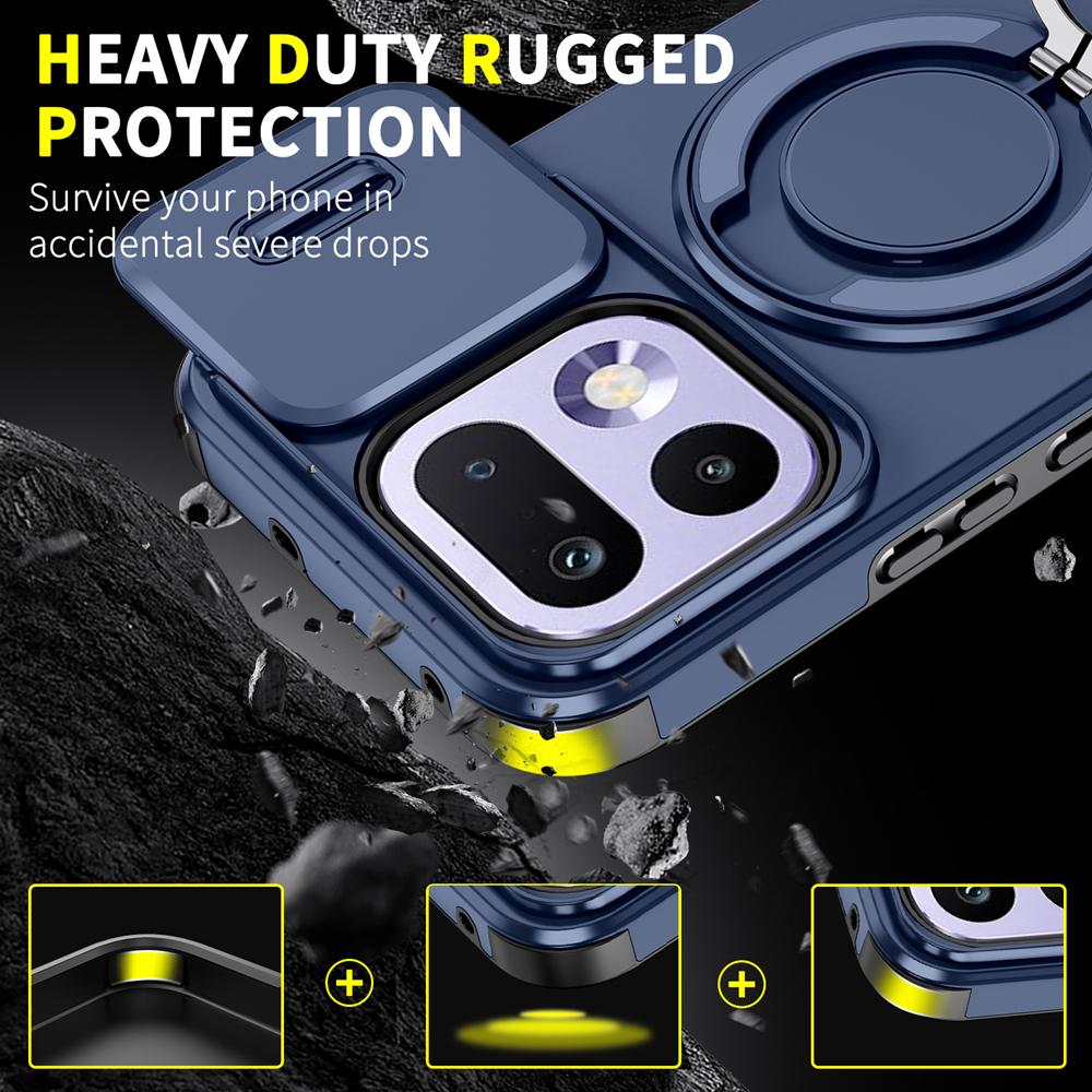 KEYSION 360° Rotating Ring Stand Phone Case for OPPO Realme 16 Pro 5G 16 Pro+ Slide Camera Protection Magnetic Shockproof Cover