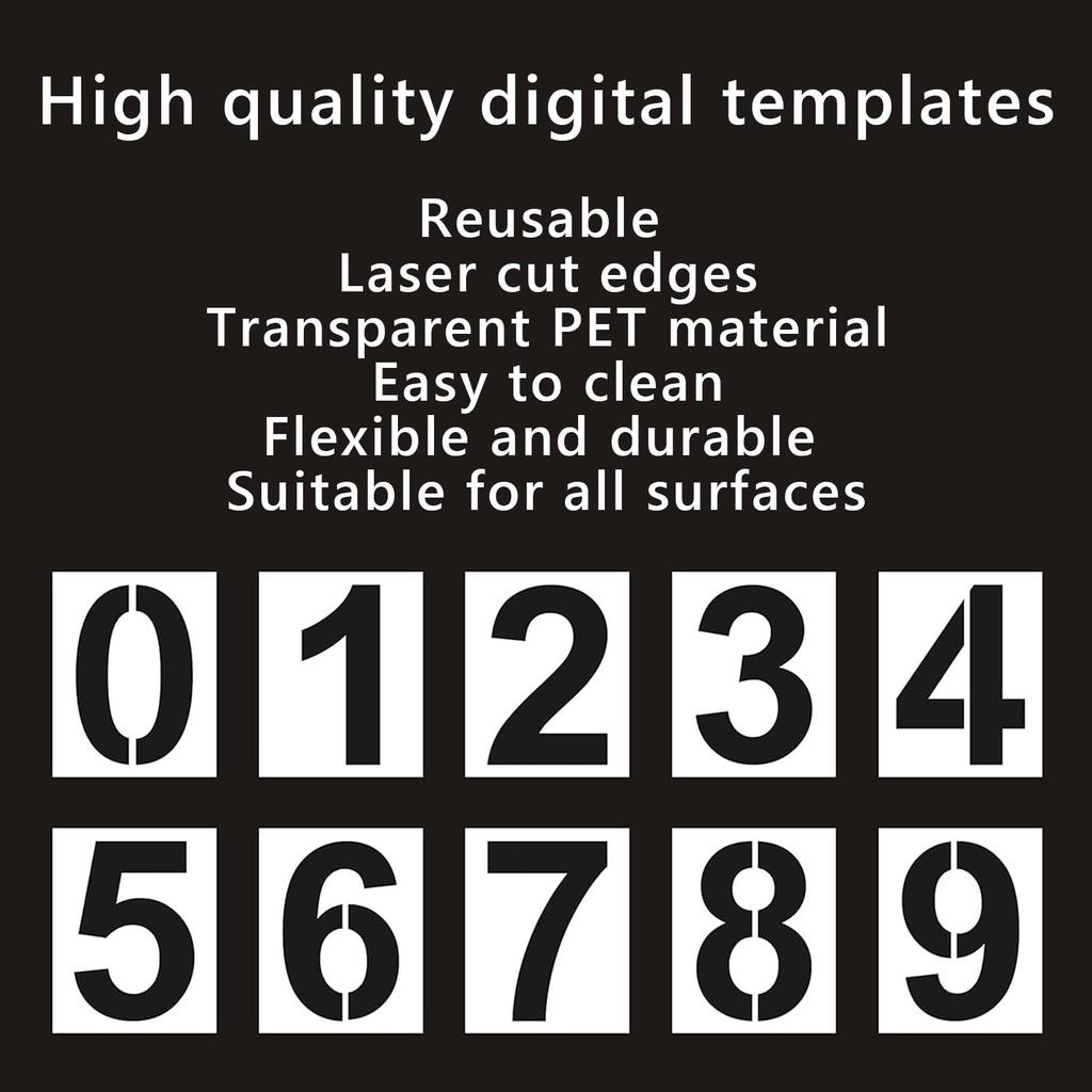 8 Inch Number Stencils 0 9 10 Piece Reusable Plastic Digit Templates for Painting Address Numbers Mailbox Signs Signage Projects