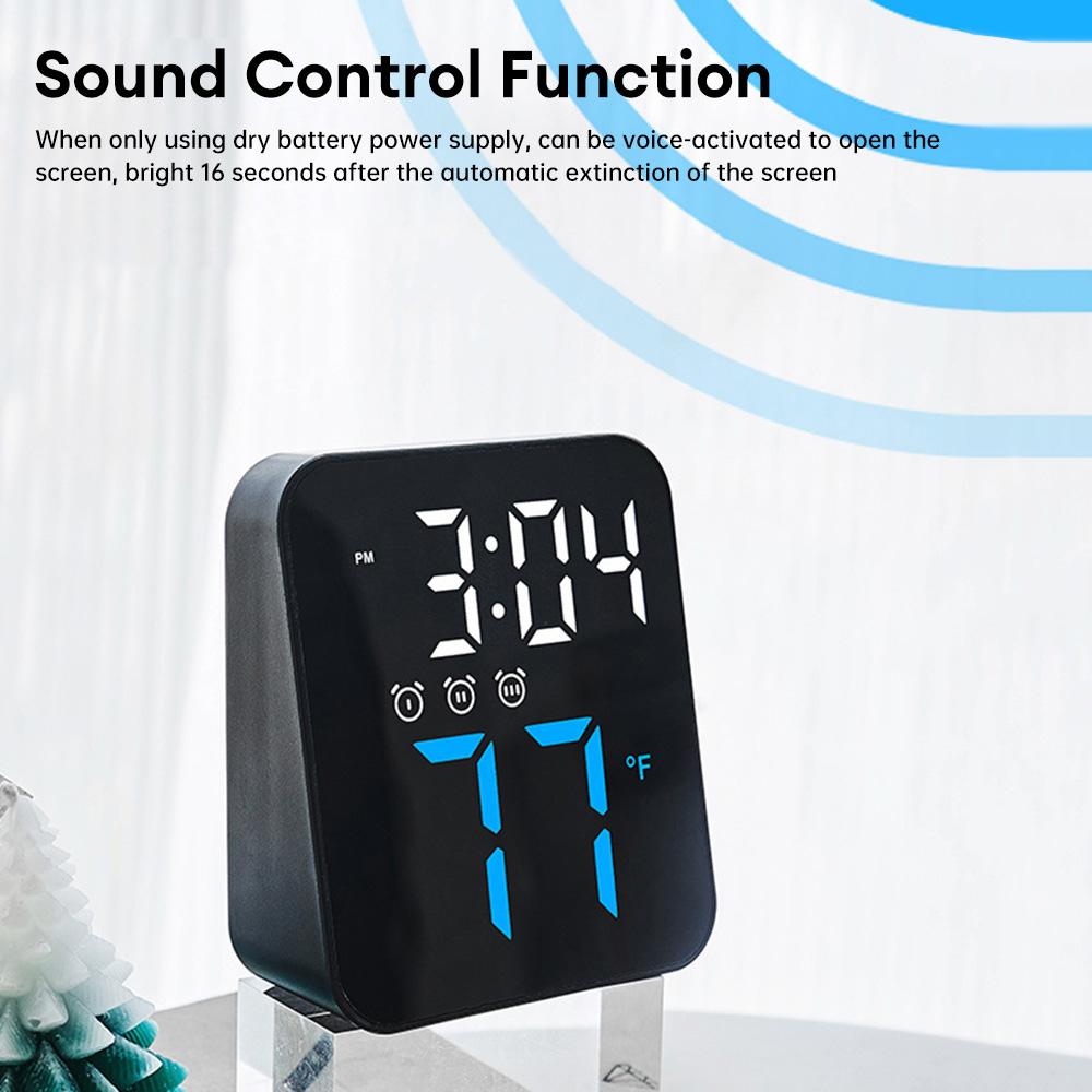 Digital Wall Clocks Temperature Date Week Dispaly LED Electronic Clock 12/24H Wall-mounted LED Alarm Clock for Bedrooms