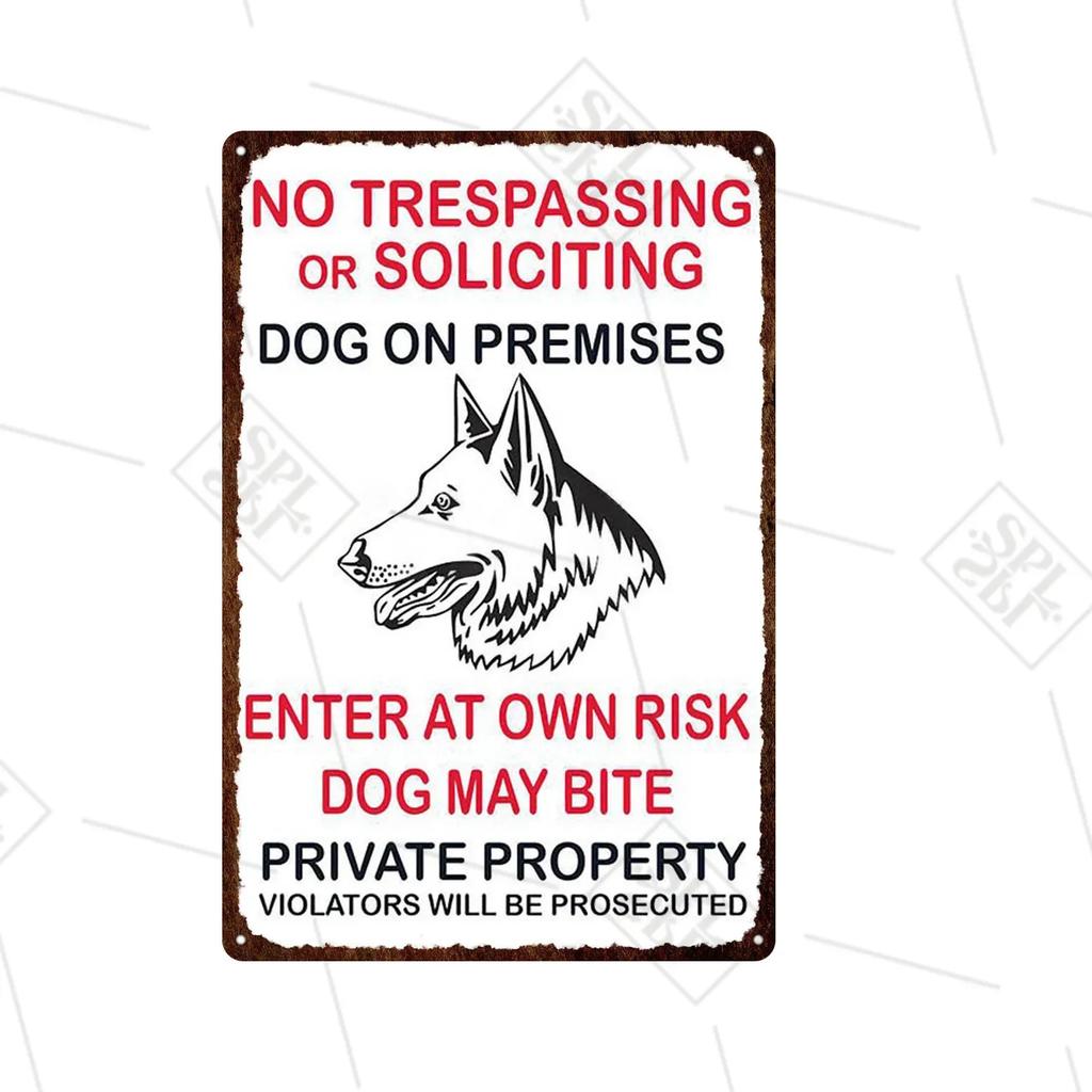 Akita Corgi Dog Breed Metal Sign Beware Of The Dog Warning Sign Pet Shop Wall Decoration Family Doorplate Vintage Tin Plaque