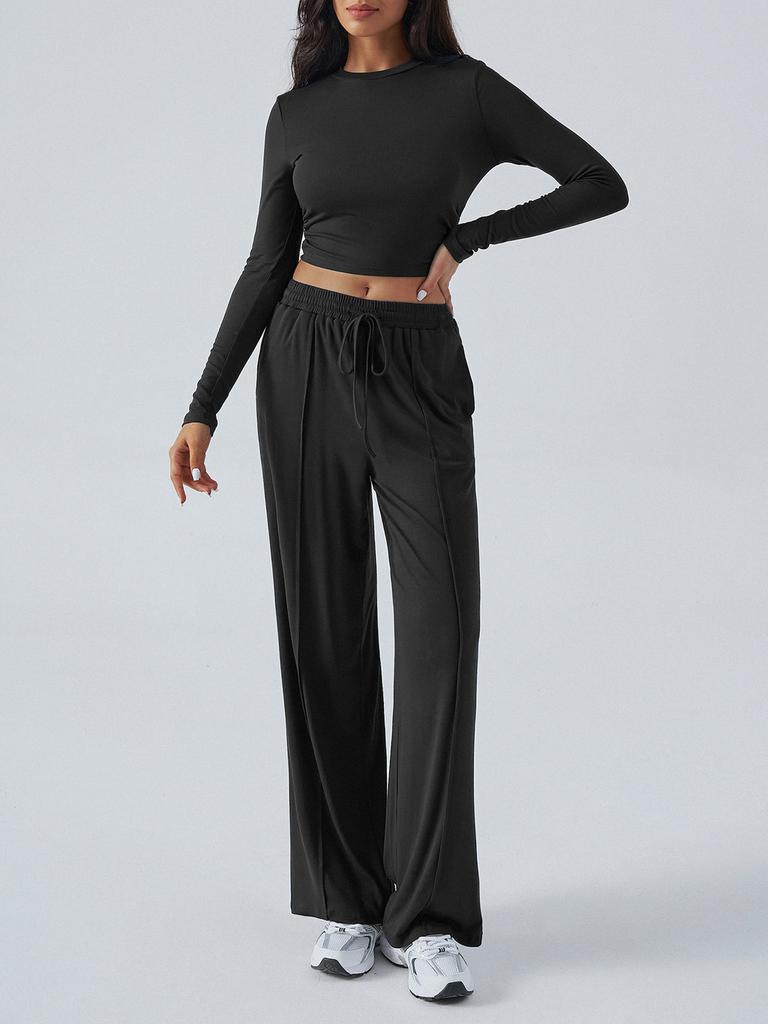 Pure Color Casual Pants For Women With Wide Leg Design For Autumn Winter Comfort