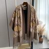 New monochrome embroidery pattern imitation cashmere scarf women's long tassel warm extended shawl