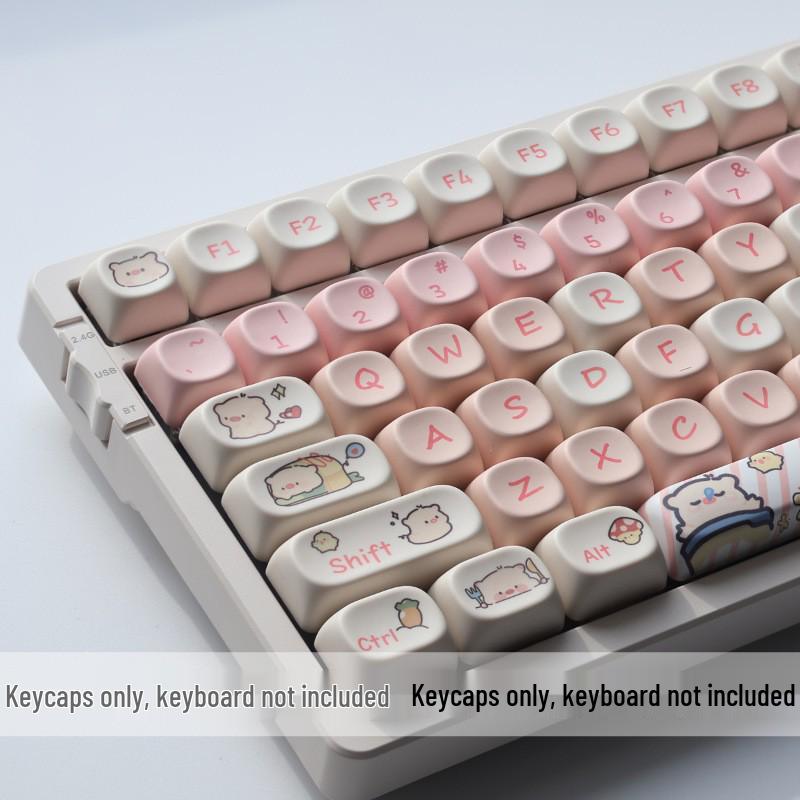 Pink Pig PBT Keycaps, MOA Profile, Five-Sided Dye-Sublimation, Cute Custom Full Set