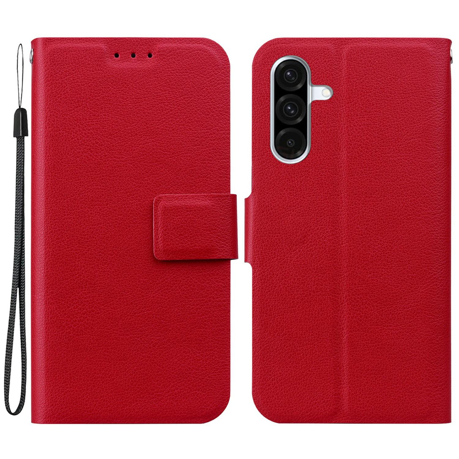 

For Samsung Galaxy A26 5G Case Ultra-Thin PU Leather+TPU Phone Cover with Card Slot Red