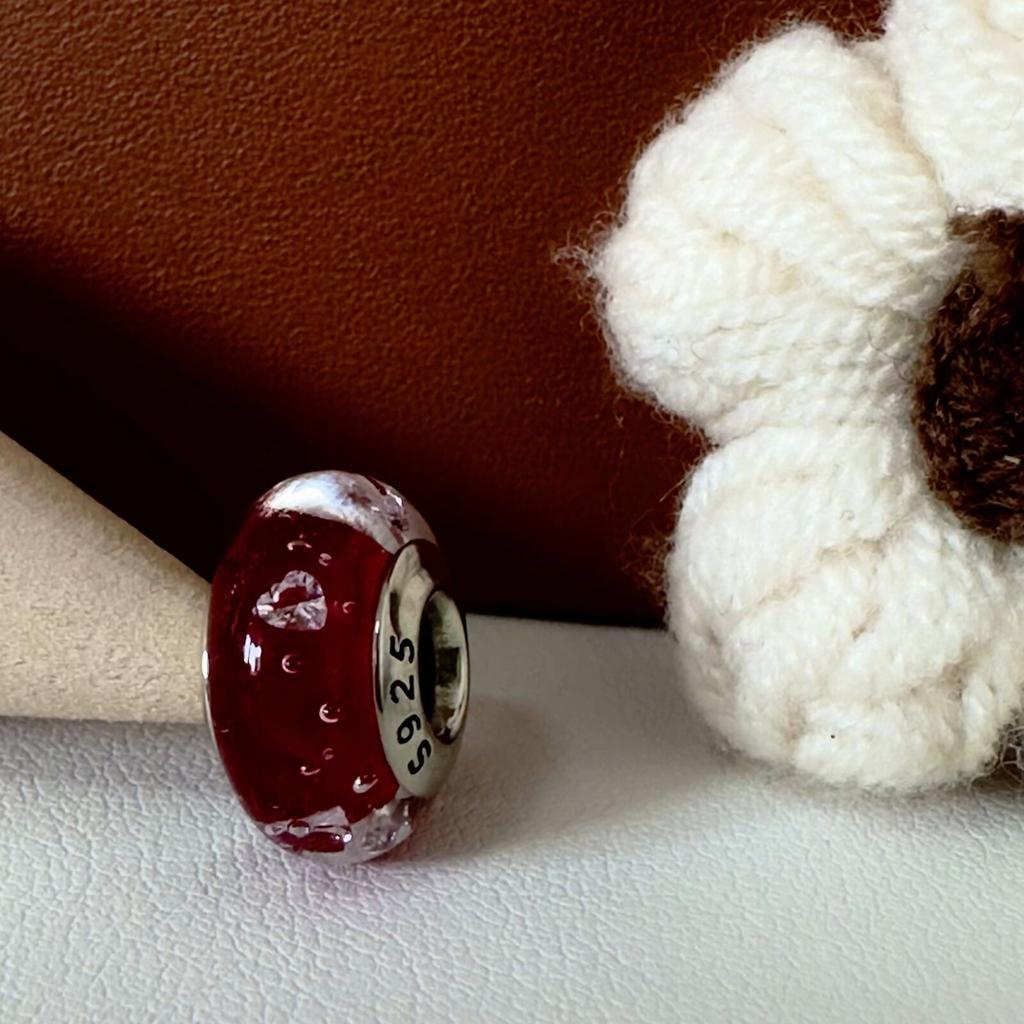 Colorful copper Mini Murano Glass Bead Charms Charm Fits Authentic Bracelets Blue Faceted Murano for Women Necklaces Jewellery