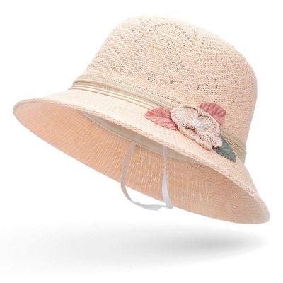 Cappello da pescatore alla moda Cappello estivo con fiori da donna Cappello con bacino di perle Cappello da viaggio Cappello con corda antivento