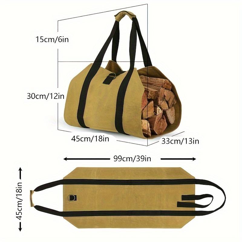 1pc Large Capacity Portable Wood Storage Bag, Oxford Fabric Firewood Bag for Outdoor Camping Hiking BBQ, Durable PVC Material