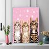 Cartoon Bengal cat Pattern  3pcs 100% Round Full Drill 5D DIY Diamond Painting Embroidery Cross Stitch Rhinestone Décor