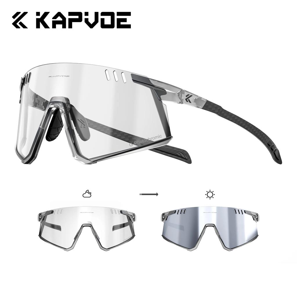 Kapvoe Real Carbon Fiber Sunglasses for Men Photochromic Glasses Ultralight Running Glasses Driving Golf Sports UV400 Women