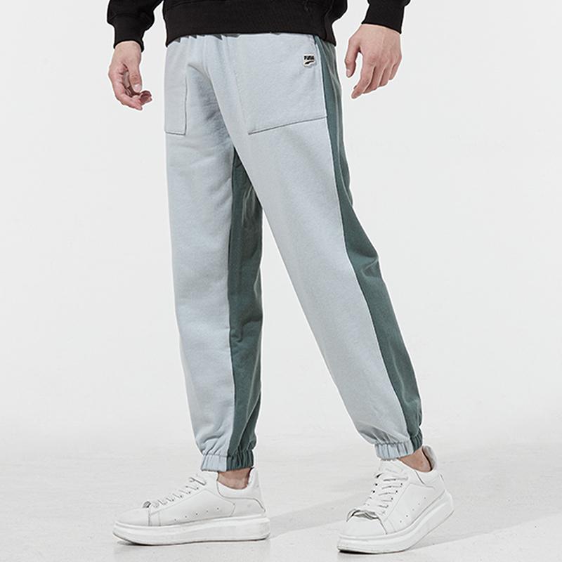 Puma Embroidered Logo Loose Joggers with Color Block Design Men Bottoms Light-Grey 533044-71