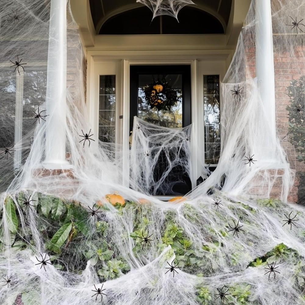 Gothic Style Stretchy Spider Web Cotton Scary Spider Web Decor Kit Haunted House Props