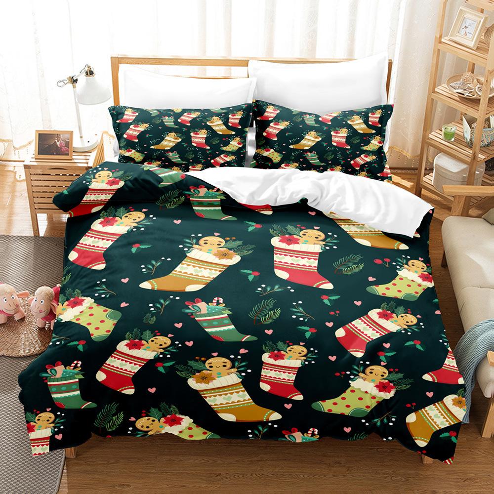 Christmas 3D Digital Printing Three-Piece Set, Bedding Kit, Christmas Knitting