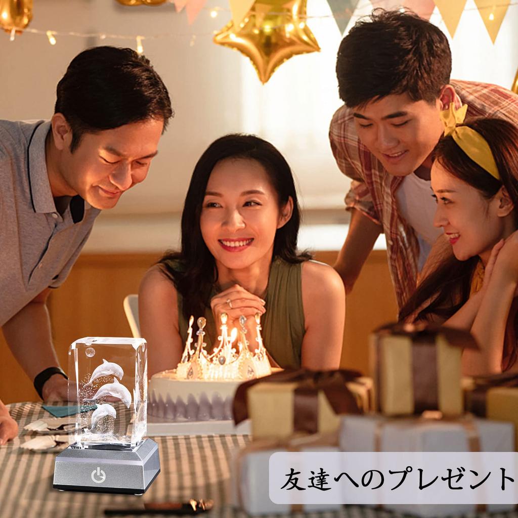 Regalo popular para mujeres, esposas, novias y maridos, perfecto para cumpleaños, aniversarios de boda y más. [Auténtico] K9 Cristal Delfín LED