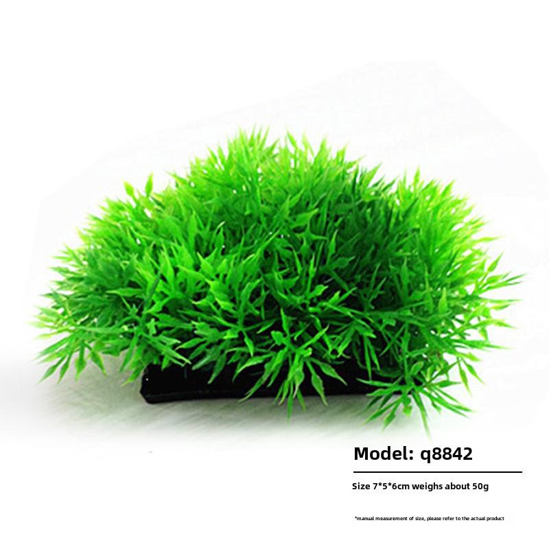 Aquarium Simulation Plant, Plastic Short Pine Needle with Base - Small Reptile Grass for Fish Tank Landscaping.