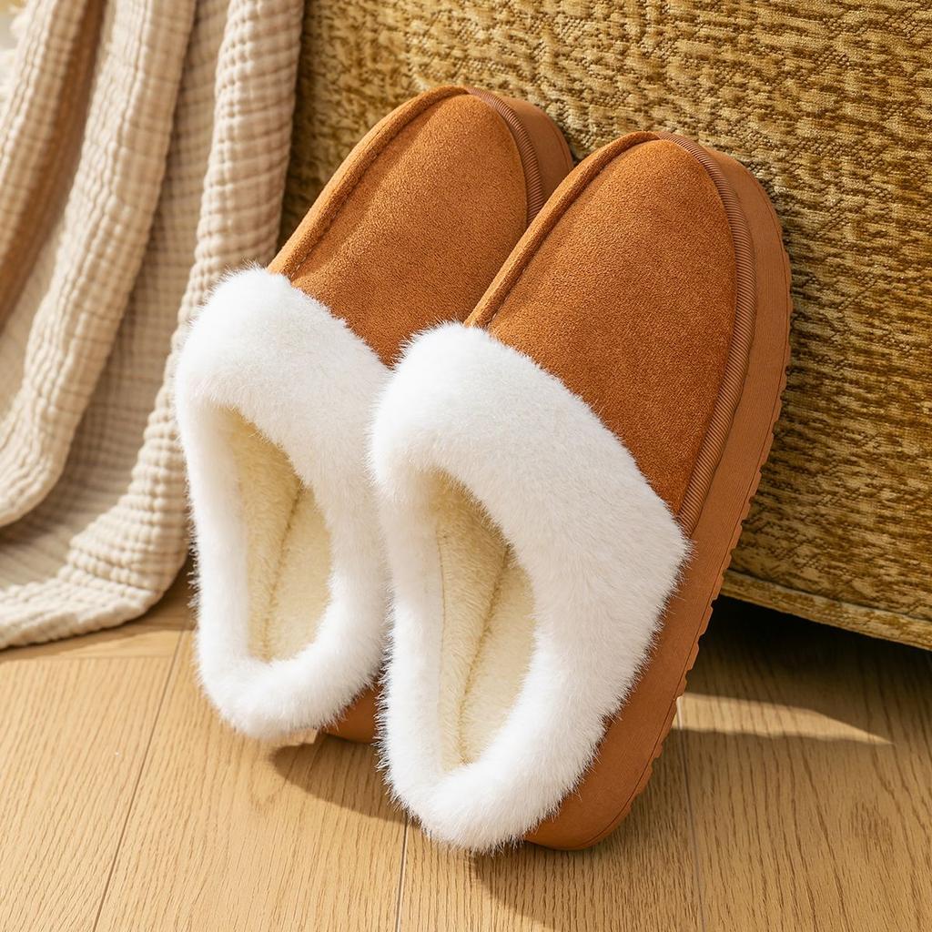Vinter Tjocksulade Bomullstofflor för Kvinnor, Halkfria och Omslutande Varma Hemtofflor i Fuskpäls, Snökängor, Bomullsskor