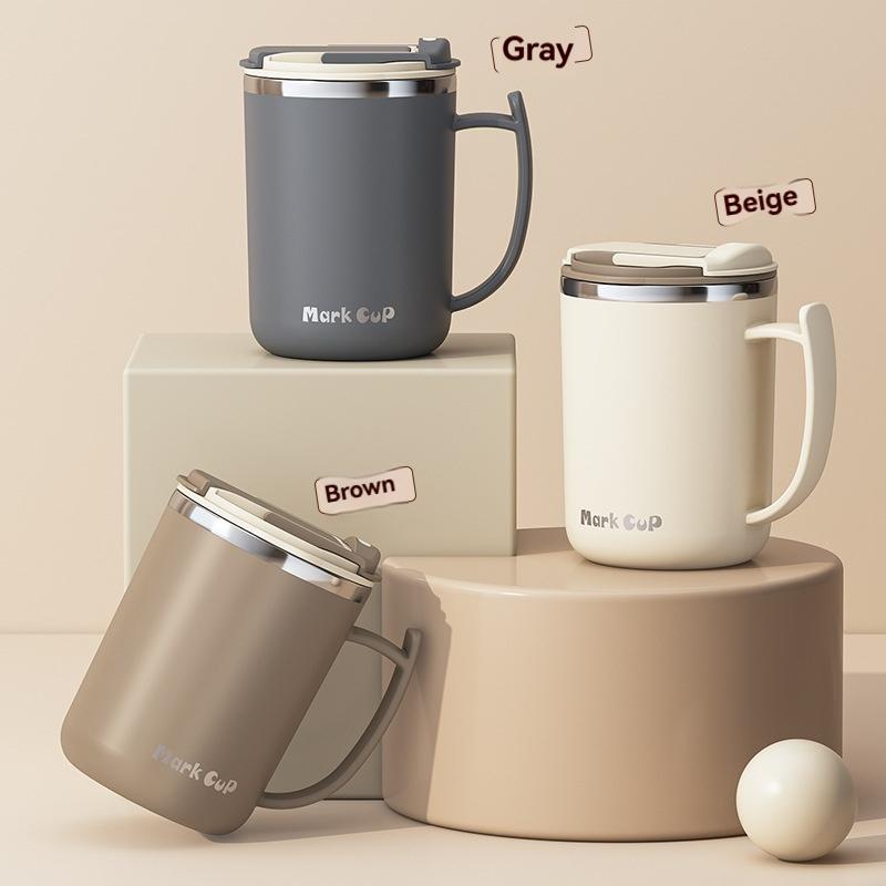 500ML Double-Layer Insulated Coffee Mug Stainless Steel Milk Coffee Cup Portable Sealed Water Cup Leak-Proof Coffee Cup With Lid