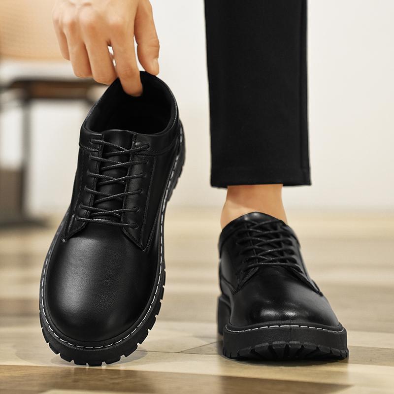 Luxury Brand Black Leather Shoes Classic Men's Casual Shoes Fashion Men Dress Shoes Breathable Lace-Up Business Oxfords Footwear