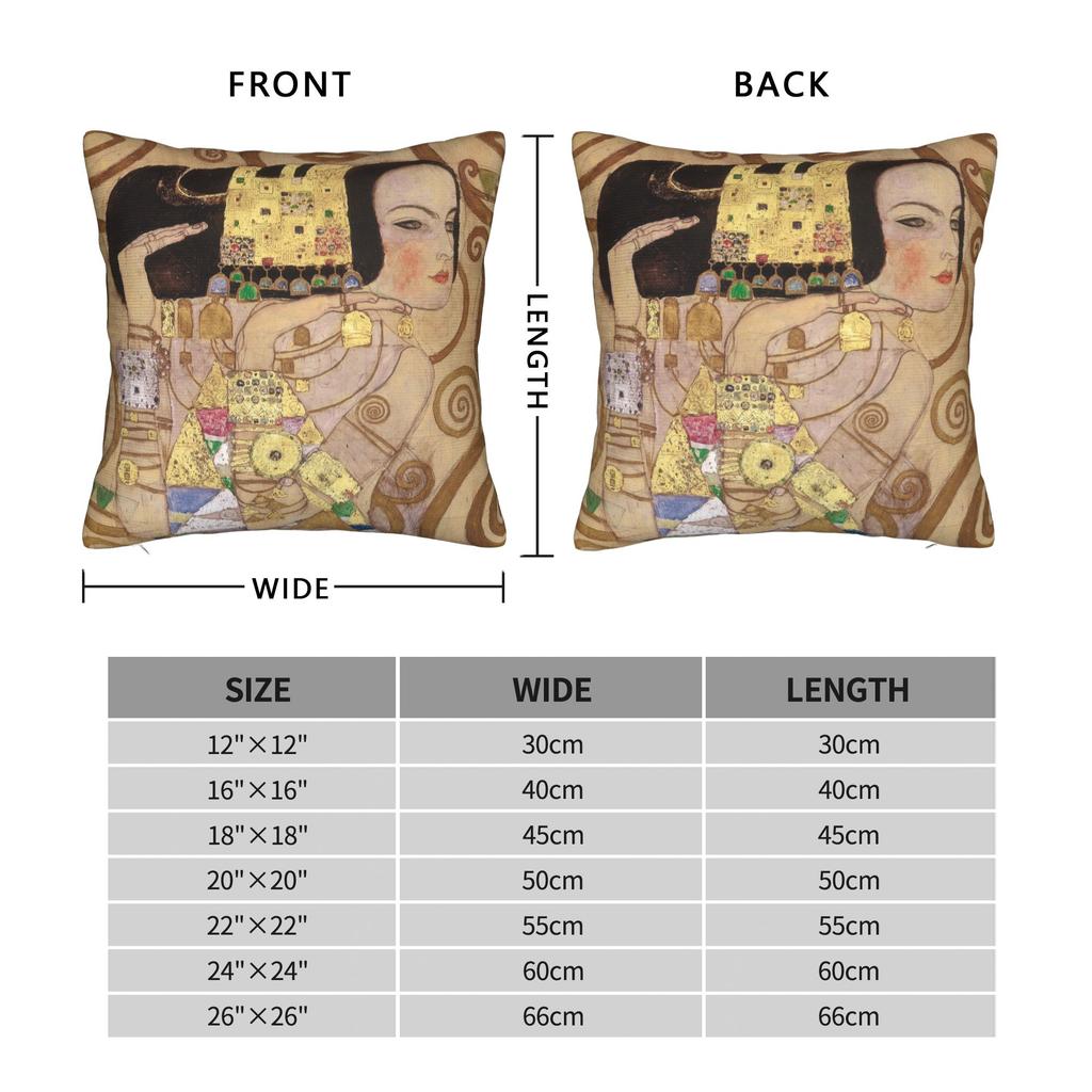 Gustav Klimt Freyas Square Pillow Cases Classical Art Cushion Cover Awesome Zippered Decorative Pillowcase for Car 18x18