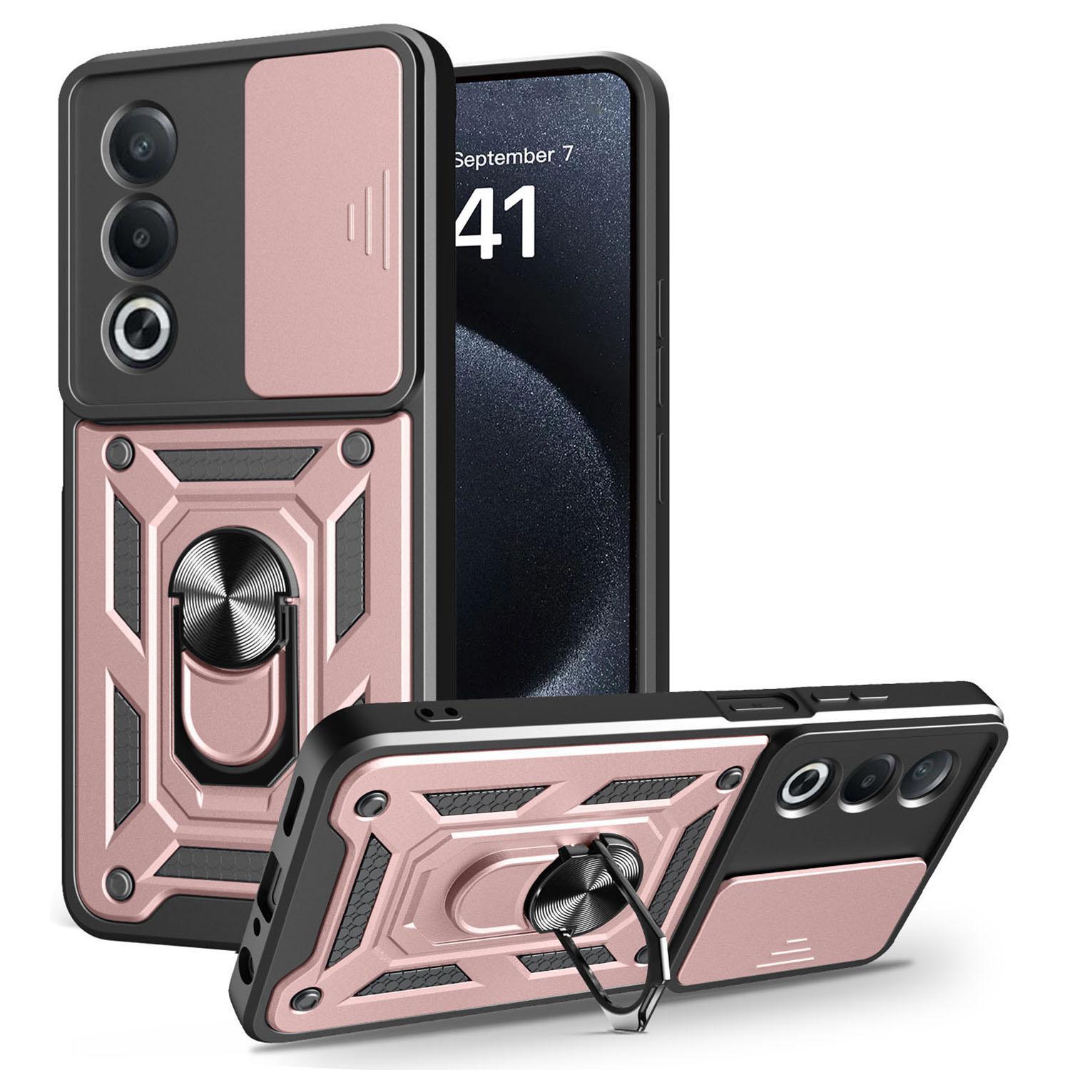 

For Oppo A3 Pro (India) 5G/A80 5G Case with Slide Camera Lid PC + TPU Kickstand Phone Cover E