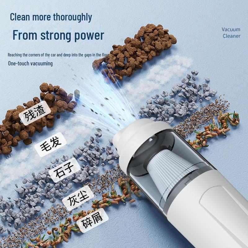 High-Power Car-Mounted Vacuum Cleaner & Desktop Hair Dryer with Extended Battery Life, Handheld for Efficient Dust Removal.