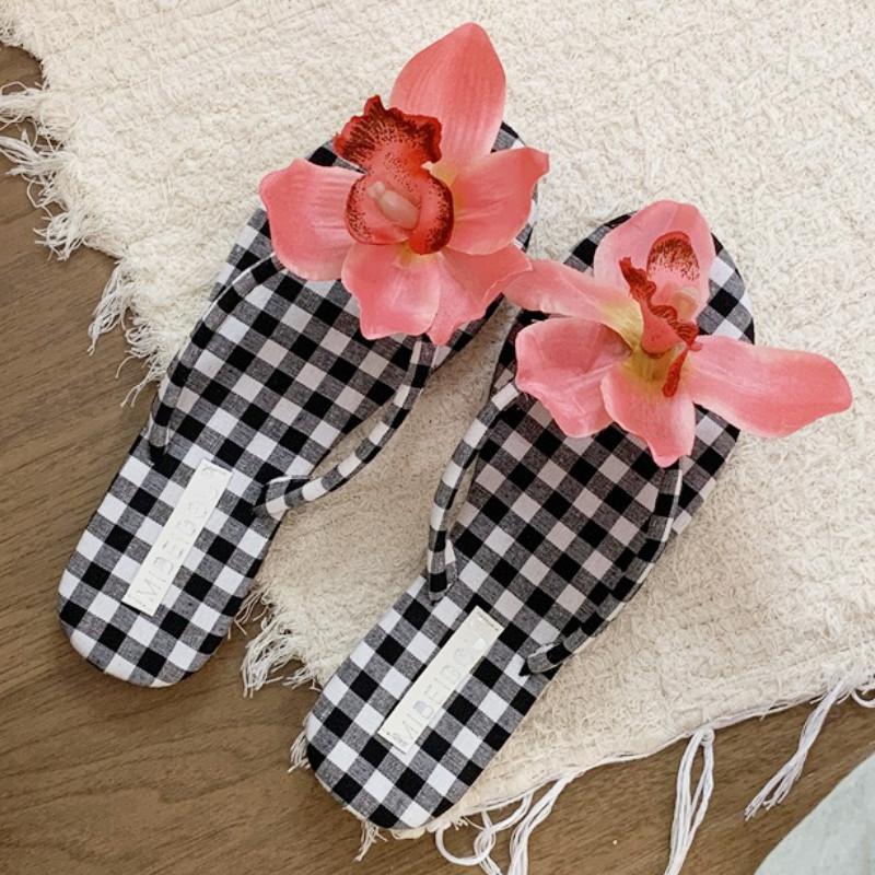 Fashion Detachable Butterfly Orchid Decoration Flat Slippers Women Sexy Clip Toe Flip Flops Elegant Comfort Hawaiian Vacation Beach Shoe